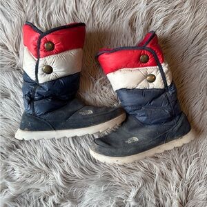 The North Face Red, White, and Blue Quilted Boots
